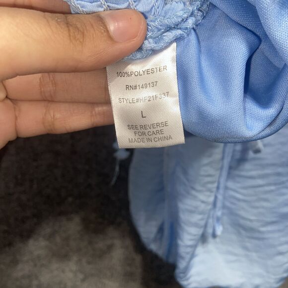 Hyfve Blue Ruched Crop Top Puff Sleeves Size Large - Picture 9 of 9